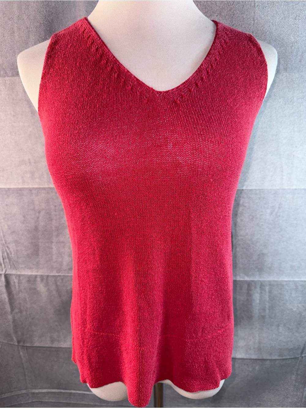 3325-Coldwater Creek V-Neck Knit Tank Top - Red